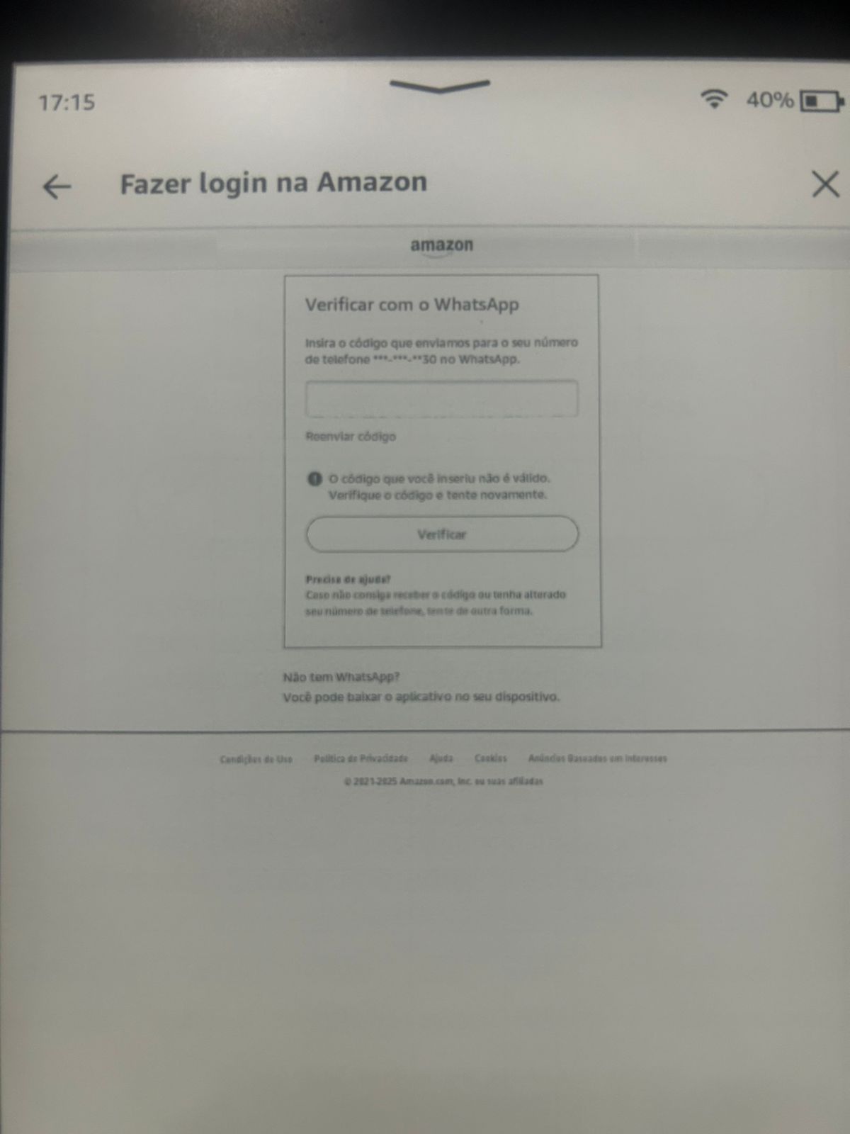 Código de verificação