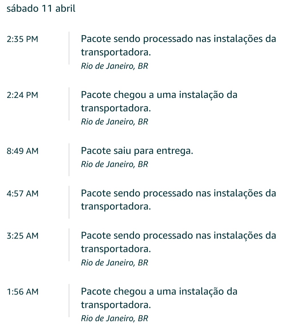 Produto saiu para entrega e voltou para a transportadora